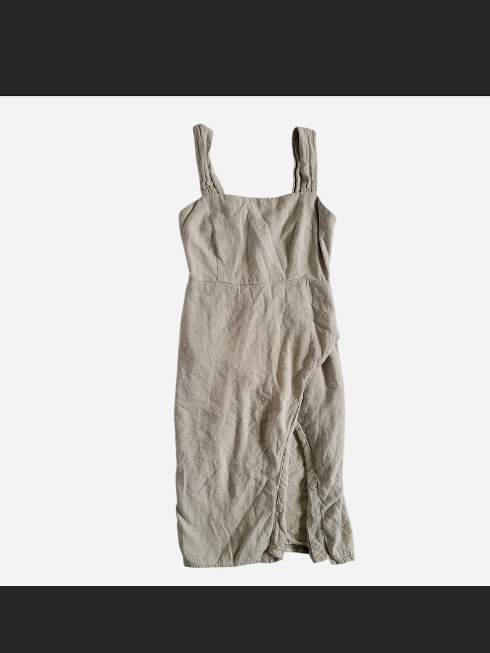 Abercrombie & Fitch Beige Sleeveless Square-Neck Midi Dress